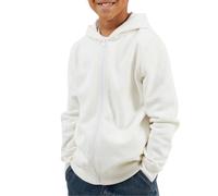(9-10 Years, Off White) Brave Soul Boys Plain Ribbed Cuff Full Zip Hoodie