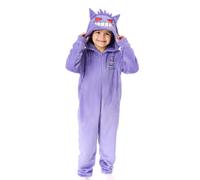 Pokemon Gengar Boys Onesie | Kids Gengar Character Graphic Print Hooded Sleepsuit with 3D Ears in Purple | Childrens Pocket Monster Pajama Nightwear | Classic TV Series Video Game Merchandise Gift