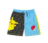 (9-10 Years) Pokemon Swim Shorts For Boys | Black & Blue Pikachu Swimwear Kids & Teens | Gamer Swimming Pants Trunks With Drawstring Waistband