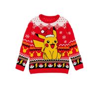(9-10 Years, Red) Pokemon Childrens/Kids Pikachu Knitted Christmas Jumper