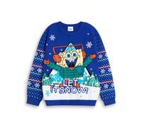 (9-10 Years) SpongeBob SquarePants Christmas Jumper (Unisex Kids Blue)