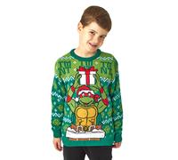 (9-10 Years) Teenage Mutant Ninja Turtles Christmas Jumper (Unisex Kids Green)