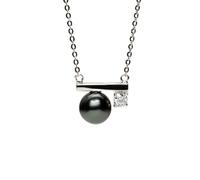 9-10mm natural black pearl 0.3 carat moissanite necklace 925 sterling silver necklace