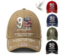 9/11 25th Anniversary We Will Never Forget Memorial Baseball Cap | We Will Never Forget Cap, Adjustable Unisex Patriotic Memorial Hat, Soft and Comfortable, Vintage, Meaningful Gift