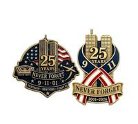 9/11 Never Forget 25th Anniversary Commemorative Lapel Pin | September 11 Remembrance Pin with Twin Towers Red White Blue Patriotic Design, Memorial Pin for Jackets Shirts Hats Bags