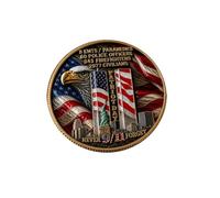 9/11 Never Forget Challenge Coin, 25th Anniversary | Pay tribute to the 9/11 heroes, double-sided patriotic engraving, commemorative collection gift