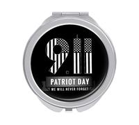 9.11 Patriot Day USA We Will Never Forget Folding Make Up Mirror, Compact 2X/1X Magnification Mirror, Women Portable Travel Makeup Mirror 2.4 x 2.4 inch