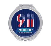 9.11 Patriot Day USA We Will Never Forget Folding Make Up Mirror, Compact 2X/1X Magnification Mirror, Women Portable Travel Makeup Mirror 2.4 x 2.4 inch