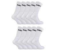 (9-11 UK, White) Caterpillar - 10 Pairs Unisex Performance Work Durable Cotton Socks