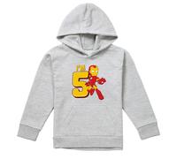 (9-11 Years, Athletic Heather) Marvel Childrens/Kids Iron Man Cute 5th Birthday Hoodie