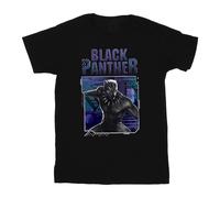 (9-11 Years, Black) Black Panther Boys Tech Badge Cotton T-Shirt