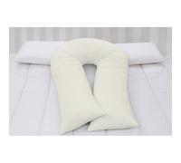 (9/ 12 FT U Pillowcase Cover (12ft U Pillowcases, Cream)) 9ft/12ft U Shaped Pillowcase Cover Pregnancy Maternity Nursing Full Body Ultimate Back Support Pillowcase Cover in white cream & silver colors