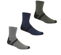 Regatta 3 Pack Outdoor Lifestyle Sock Steel Grey, Size: UK 9-12