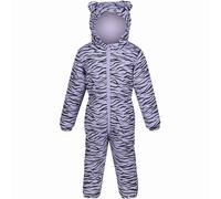 (9-12M, Pansy Zebra) Regatta Kids Penrose Fullzip Hooded Insulated Fleece Lined Puddle Suit Rain Suit