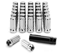 9/16-18 Lug Nuts, 32PCS 9/16x18 7 Spline Drive Cone Seat Chrome Aftermarket Lug Nut with Socket Key, Compatible with 1994-2011 D-odge Ram 2500 3500, 1980-1991 Suburban 2500