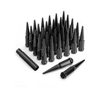 9/16-18 Spike Lug Nuts for 1994-2011 Dodge Ram 2500 3500 2002-2010 Ram 1500, 32PCS Spiked Lugnuts for 1988-1997 Ford F250 F350, One Piece Black Lug Nuts with Socket Key for Aftermarket Wheels