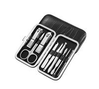 9/16/19Pcs Manicure Set Black Stainless Steel Nail Clippers Cuticle Nipper Pedicure Care Tool Cleaning Grooming Kit,19pcs