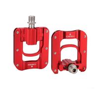 9/16 inch Aluminum Alloy Foldable Pedals with Sealed Bearings and 12 Pins for Brompton Folding Bikes and Bicycles Needing Space Efficient Design (Red)