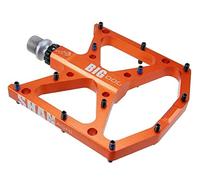 9/16 Inch CNC Aluminium Alloy Platform Pedals Ultra-Light MTB BMX Road Bike Trekking Anti-Slip Pedals Mountain Bike Bicycle Pedals Big Dog(Energy Orange)