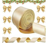 9.1M Christmas Tree Ribbon,Thick Satin Gold Ribbons for Gift Wrapping Champagne Gold Ribbon,Gold Ribbon for Cake Christmas Velvet Ribbon,Wide Fabric Ribbon for Christmas Wedding Party Decoration