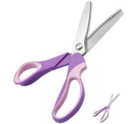 9.2" Professional Dressmaking Scissors Pinking Scissors Serrated Professional Dressmaking for Fabri Crafts Zig Zag Sewing Cut Stainless Steel for Leather, Cotton, Paper, Serated Fabric -Purple