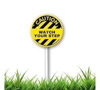 9.2 x 9.2 inch Caution Watch Your Step Sign with Stake for Yard，Yard Sign for House/Garden/Lawn Aluminum Yard Signs with Stakes