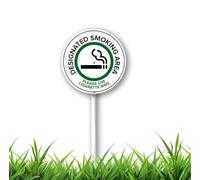 9.2 x 9.2 inch Designated Smoking Area, Please Use Cigarette Bin Sign with Stake for Yard,Yard Sign for House/Garden/Lawn Aluminum Yard Signs with Stakes