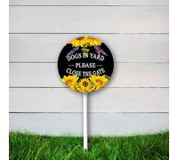 9.2 x 9.2 inch Dogs in Yard Please Close the Gate Sign with Stake for Yard，Yard Sign for House/Garden/Lawn Aluminum Yard Signs with Stakes