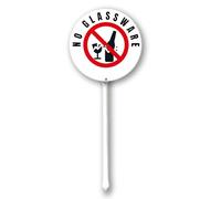 9.2 x 9.2 inch No Glassware Sign with Stake for Yard，Yard Sign for House Garden Lawn Aluminum Yard Signs with Stakes