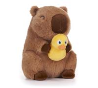 9"/23cm Eco Earth Light Brown Cuddly Capybara Holding Yellow Duck Soft Plush Toy