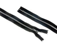 9"/ 23cm Nickel Silver Metal Closed End Trouser Zips Black - per single zip