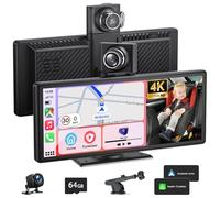 9.26 Inch Apple Car Play Screen, Car Tablet Pro Max 2026 with Dual Cameras | Android Auto Screen with Rotating 4K Dashcam Front/AUX/64G TF, Support Bluetooth/FM/Mirror Link/Voice Control/GPS Navigation