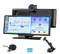 9.26" Wireless Car Play Screen for Apple Carplay & Android Auto with 4K Front Dash Cam & FHD Backup Camera, 60FPS, OTA Upgrade, GPS Navigation, Voice Control, Mirror Link, Bluetooth 5.2, AUX, FM