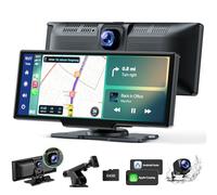 9.26" Wireless Car Stereo for AppIe CarPlay & Android Auto Screen with Dashcam Front Rear 2.5K +1080P, Portable Car Stereo Display with Voice Assistant Navigation Bluetooth FM AUX Mirror Link 64G TF