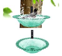 9.2in Tree Bird Feeder, Tree Mounted Bird Bath, Transparent Wall Mounted Water Feeding Basin, Detachable Wild Birds Water Bath Bowl, Installed on Wooden Fences, Trees, Deck, Indoor Outdoor Wall(Blue)