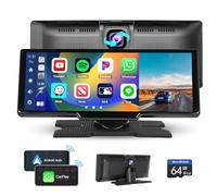 9.3 Inch Touchscreen Portable Wireless Carplay Car Stereo with Loop Recording with 2.5K Dash Cam, Portable Car Radio Bluetooth with Wireless Android Auto FM Transmitter Voice Rontrol AUX