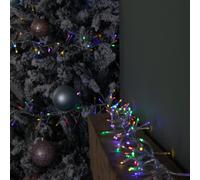 9.3m 720 LED Christmas Cluster String Lights with Timer in Multi-Coloured on Clear Cable