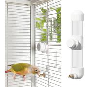 9.4 Fl Oz No Mess Bird Water Dispenser, Automatic Parrot Water Feeder with Spring Valve, Clear Cage Water Drinker for Parakeets Cockatiels Budgies Finch Lovebirds & Canary (White, 9.4 fl oz (280ml))