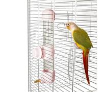 9.4 Fl Oz No Mess Bird Water Dispenser, Automatic Parrot Water Feeder with Spring Valve, Clear Cage Water Drinker for Parakeets Cockatiels Budgies Finch Lovebirds & Canary (Pink, 9.4 fl oz (280ml))
