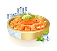 9.4" Stainless Steel Chilled Serving Trays for Parties Containers, Round Gold Ice Tray for Food Buffet Bowls Box Platter Server Cold Ice Vegetable Fruits Snacks Shrimp Cocktail Fridge (Gold)