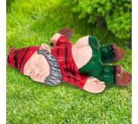 9.4inch Garden Gnome Outdoor Funny Drunk Gnome Garden Ornaments Garden Gnome Statue Resin Dwarf Statues Indoor or Outdoor Lawn Courtyard Decor Christmas Ornaments Courtyard Decorations Novelty Gifts