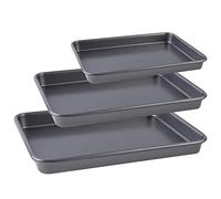 9.5/13/15 Inch Baking Tray Set, 3-Piece Heavy Duty Baking Pan for Oven (Deep Grey)