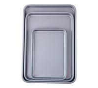 9.5/13/15 Inch Baking Tray Set, 3-Piece Heavy Duty Baking Pan for Oven (Light Grey)