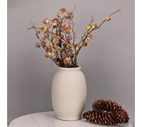 9.5 Inch Rustic Ceramic Farmhouse Flower Large Vase, Distressed White Washed Terra Cotta Pottery Decorative Vase for Home Decor, Table, Living Room Decoration, Shelf Decor, Mantel Decor (Terra-B)