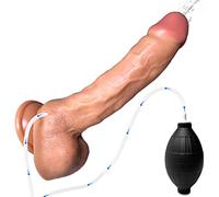 9.5" Realistic Squirting Dildo for Beginners with Strong Suction Cup for Hands-Free Play,Soft Dildo with Curved Shaft and Balls Sex Toys for Women G-Spot and Anal Prostate Play