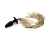 9.5CM Black Silicone Anal Plug with Blondie Pony Tail, Anal Dildo Sex Toy Cute Sexy Cosplay Erotic Role Play Game for Adults Female Women Men Couples
