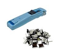 9.5cm Handheld Student Paper Clipper for School Office with 50 Stainless Steel Metal Refill Clips Home Mart Refill Clips,Handheld Paper Fast Clam Clip Dispenser (Random Color)