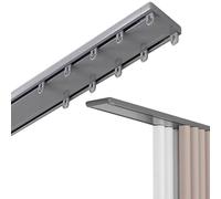 9.5ft Adjustable Aluminum Alloy Ceiling Mount Rails with Steel Pulley - Double Track System for Room Dividers in Living Room & Bedroom - Sl lack Design for Modern Spaces