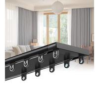 9.5ft Aluminum Ceiling Track System for Sliding & Showers, Double Trac Room Divider, Black Ceiling Mount Rail, Available in 1m & 6m Opts