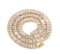 9.5mm Square Zircon Tennis Beautiful Iced Out Stainless Hip Hop Mens Gold Silver Tennis Chain 18inch 20inch16inch 16inch gold